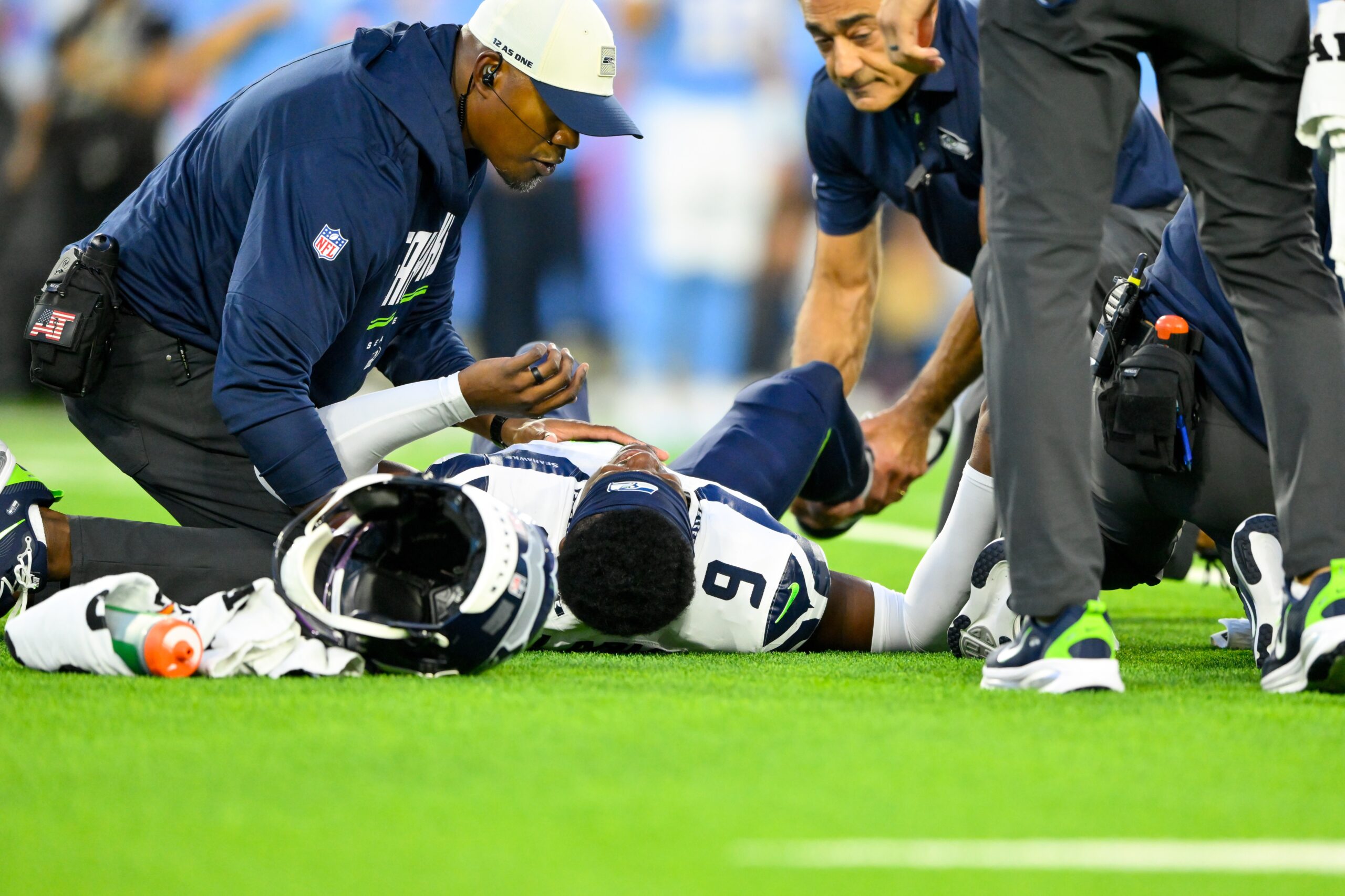 Seahawks rookie carted off field with broken ankle in brutal injury blow